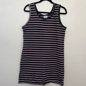 Calvin Klein Jeans - Black & pink/white striped dress - L - Good Condition